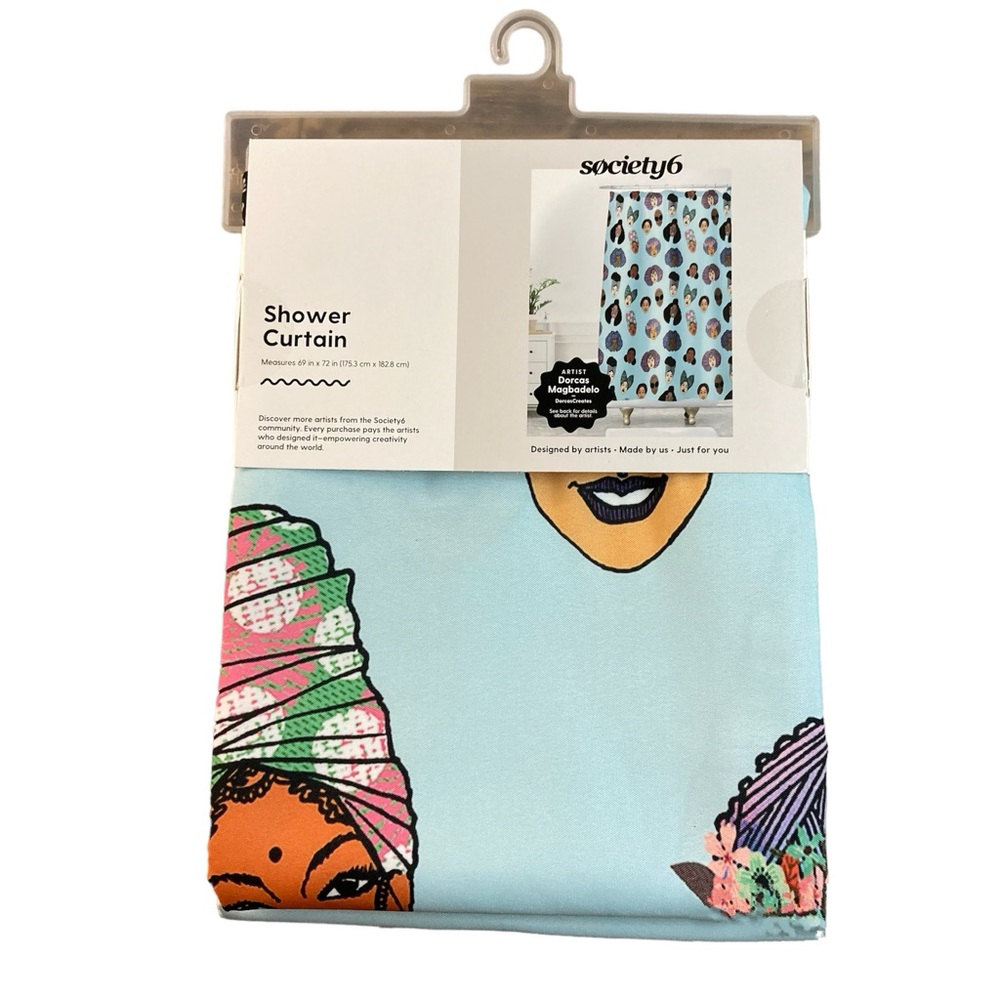 Society 6 Many Black Faces fabric shower curtain 
69” x 72